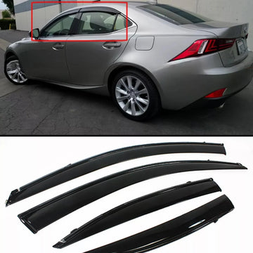 For 2014-2020 LEXUS IS250 IS350 IS200T Clip On Smoke Window Visor+ Black Trim